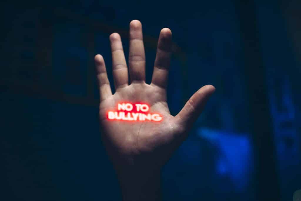 Student's hand with No to Bullying written, a reminder of the importance of back to school resources for teachers
